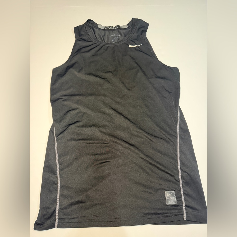 Nike Black Athletic Dri-FIT Tank Top with Gray Trim